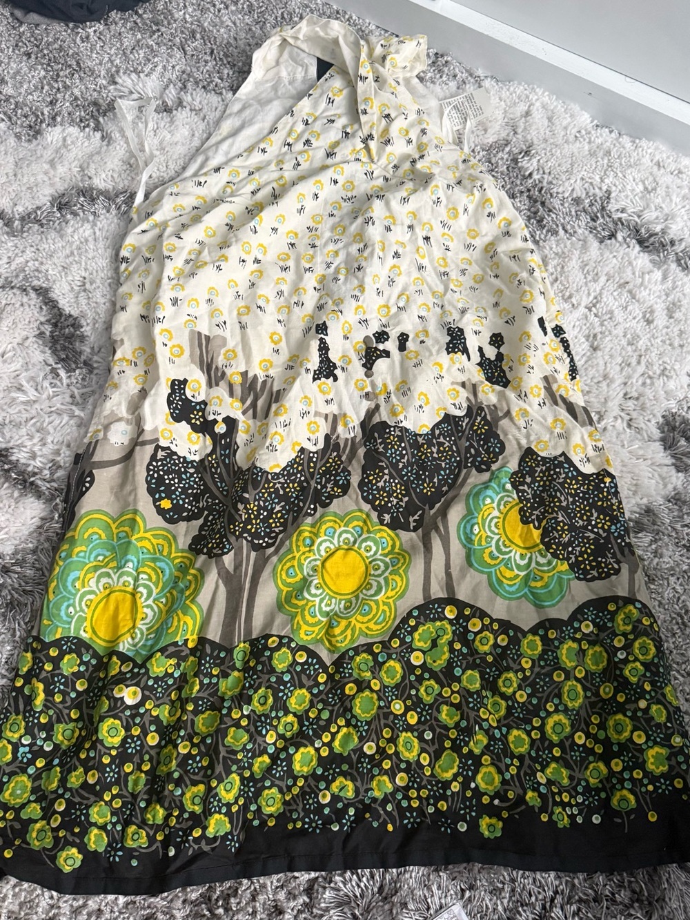 KAS designs Floral Sleeveless Sundress in Yellow, Green & Black